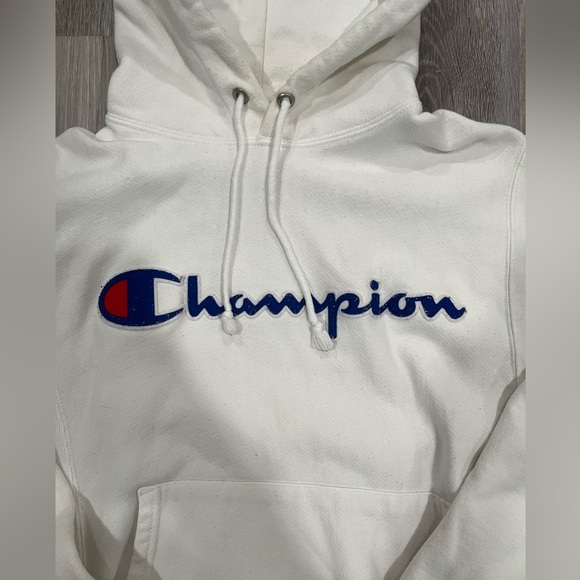 Champion White Hoodie Big Patch - Picture 2 of 4
